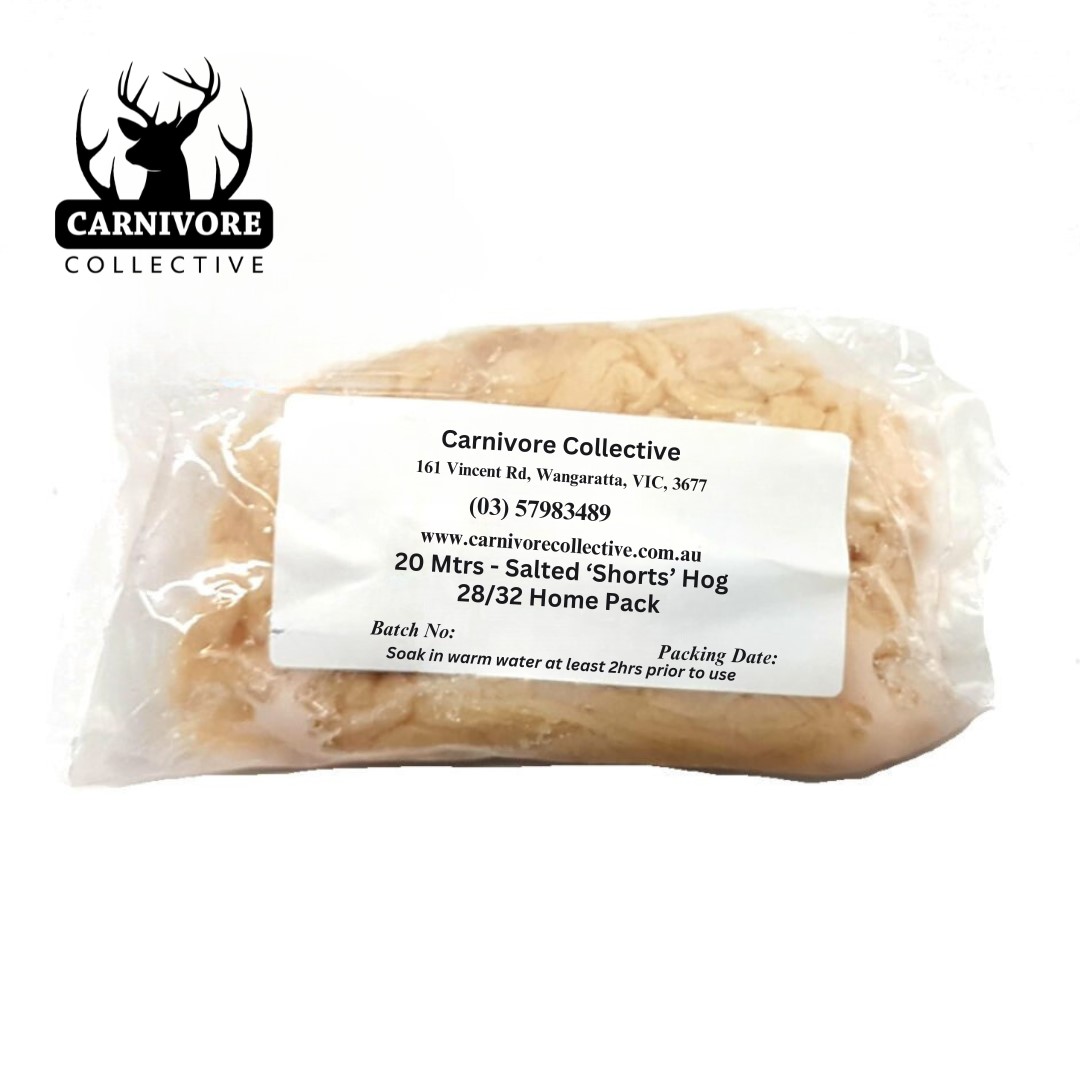 Carnivore Collective Natural Graded 28/32mm Thick Hog Sausage Casings 20m Home Pack